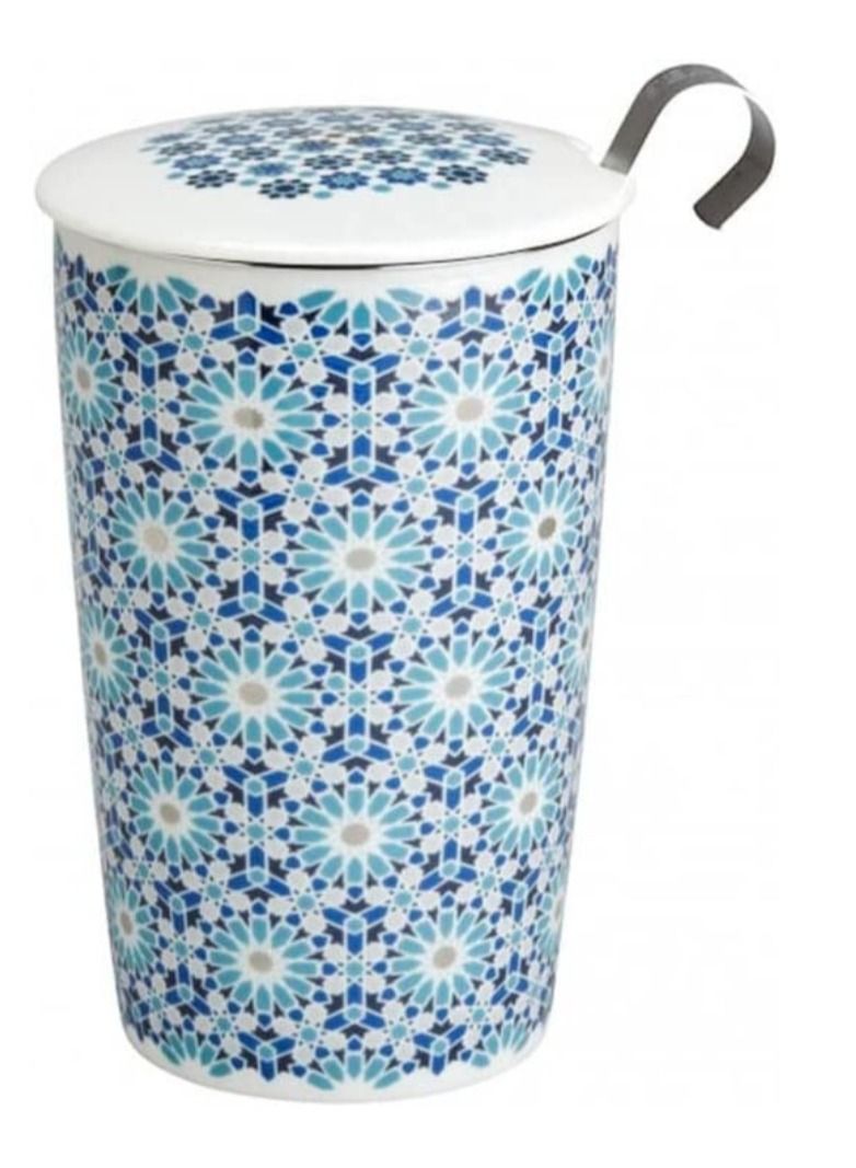 Tealand Heat Resistant Double-wall Porcelain  Teaeve "Andalusia" Teacup with Infuser and Lid for Steeping Loose Leaf Tea (0.35L) - Image 1