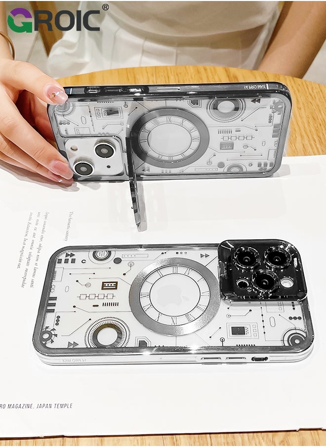 GROIC - Case for iPhone 15 6.1 Inch with Built-in Camera Stand, Compatible with MagSafe, Camera Ring Stand Magnetic Phone Case for iPhone 15 Shockproof Transparent Phone Cover - Image 1