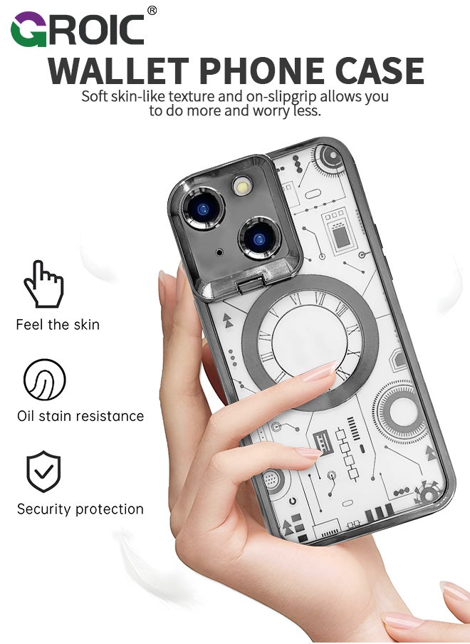 GROIC - Case for iPhone 15 6.1 Inch with Built-in Camera Stand, Compatible with MagSafe, Camera Ring Stand Magnetic Phone Case for iPhone 15 Shockproof Transparent Phone Cover - Image 1
