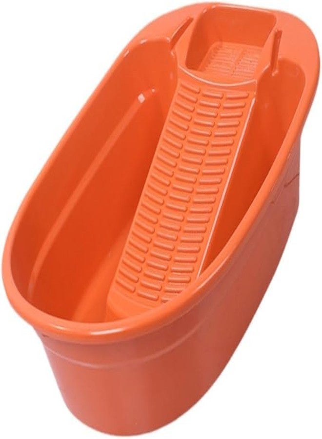 ISTORE Plastic Washtub with Integrated Washboard Basin for Laundry, Clothes, T-Shirts, Pants, Hand Wash, Home & Garden, Vintage Style, Portable Laundry Tub for Hand Washing Clothes, 1 pcs - Image 5