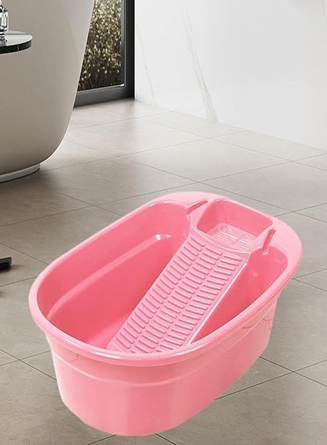 ISTORE Plastic Washtub with Integrated Washboard Basin for Laundry, Clothes, T-Shirts, Pants, Hand Wash, Home & Garden, Vintage Style, Portable Laundry Tub for Hand Washing Clothes, 1 pcs - Image 2