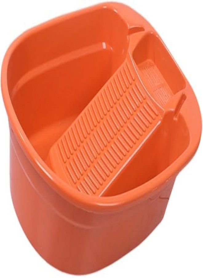 ISTORE Plastic Washtub with Integrated Washboard Basin for Laundry, Clothes, T-Shirts, Pants, Hand Wash, Home & Garden, Vintage Style, Portable Laundry Tub for Hand Washing Clothes, 1 pcs - Image 4