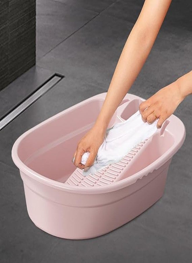ISTORE Plastic Washtub with Integrated Washboard Basin for Laundry, Clothes, T-Shirts, Pants, Hand Wash, Home & Garden, Vintage Style, Portable Laundry Tub for Hand Washing Clothes, 1 pcs - Image 3