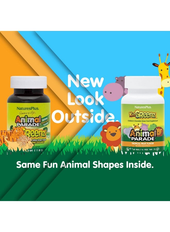 NaturesPlus Natures Plus Animal Parade KidGreenz, Tropical Fruit Flavor - 90 Animal-Shaped, Chewable Tablets - Pack of 2 - with Broccoli & Spinach - Vegetarian, Gluten Free - 180 Total Servings - Image 2