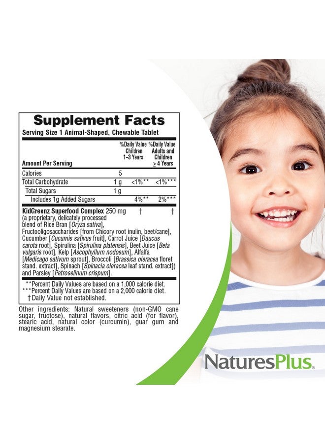 NaturesPlus Natures Plus Animal Parade KidGreenz, Tropical Fruit Flavor - 90 Animal-Shaped, Chewable Tablets - Pack of 2 - with Broccoli & Spinach - Vegetarian, Gluten Free - 180 Total Servings - Image 5