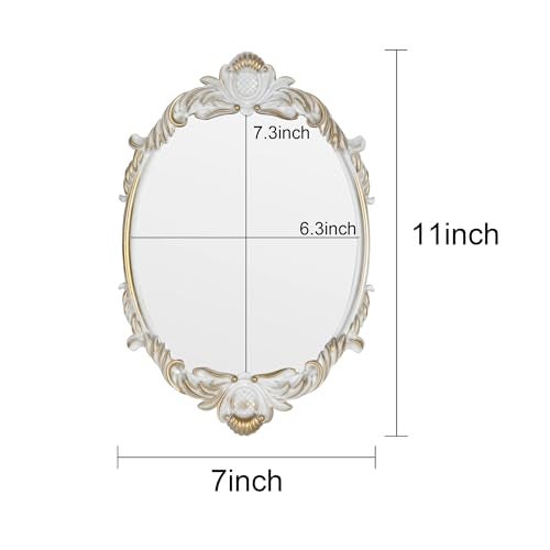Tstarer Vintage Vanity Makeup Mirror,Decorative Baroque Table Standing Mirror (White) - Image 2