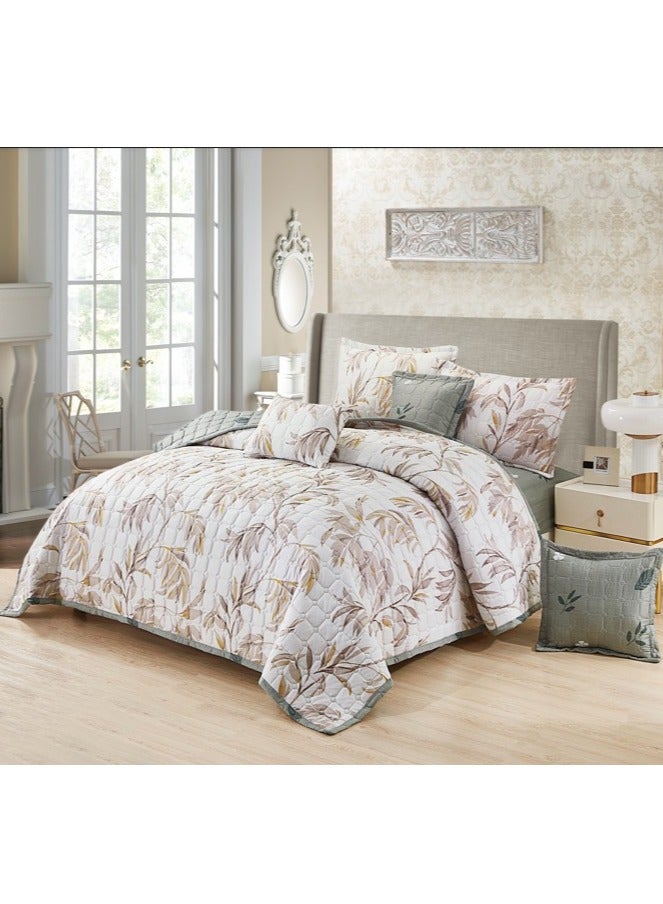 Microfiber Double Bedspread, Fits 200 x 200 cm, 7 Pieces