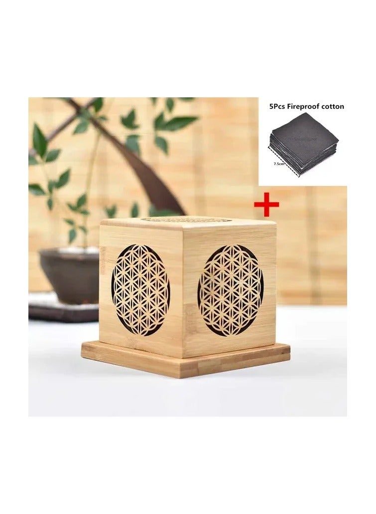 ارواق زهرة الحياة مبخرة جوفاء برج الخيزران حكيم البخور صندوق خشب الصندل البخور قاعدة لوحة ديكور غرفة مكتب المنزل - Image 1
