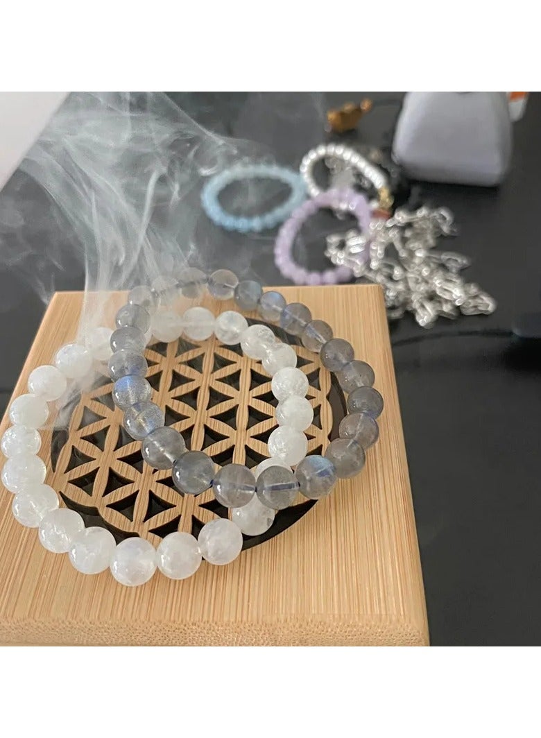 ارواق زهرة الحياة مبخرة جوفاء برج الخيزران حكيم البخور صندوق خشب الصندل البخور قاعدة لوحة ديكور غرفة مكتب المنزل - Image 2