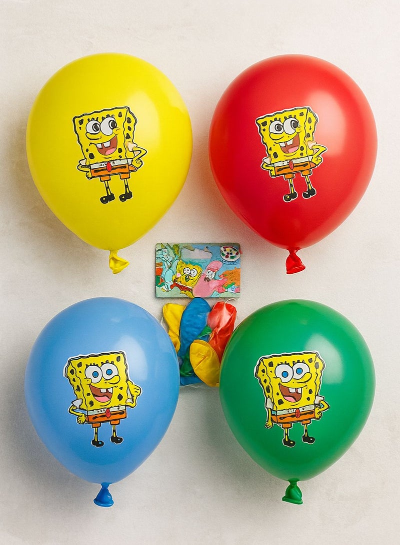 SpongeBob  Balloons for Kids | High-Quality Colorful Latex Balloons | 10 Pieces per Pack | Party & Birthday Decoration Balloons | Cute Cartoon Prints for Festive Decoration