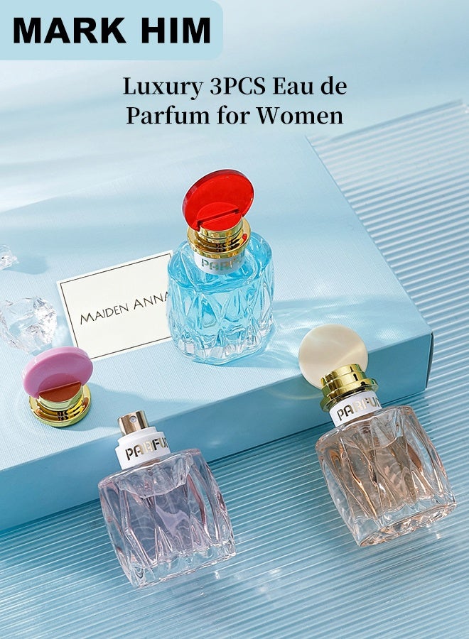 MARK HIM Women's Floral Perfume Gift Set, 3x30ml Mini Eau de Parfum for Women, Lily Valley Jasmine Rose Peach Fruity Fresh Fragrance Collection, Travel-Size Perfume Trio for Gifting, Daily Wear & Occasions - Image 2