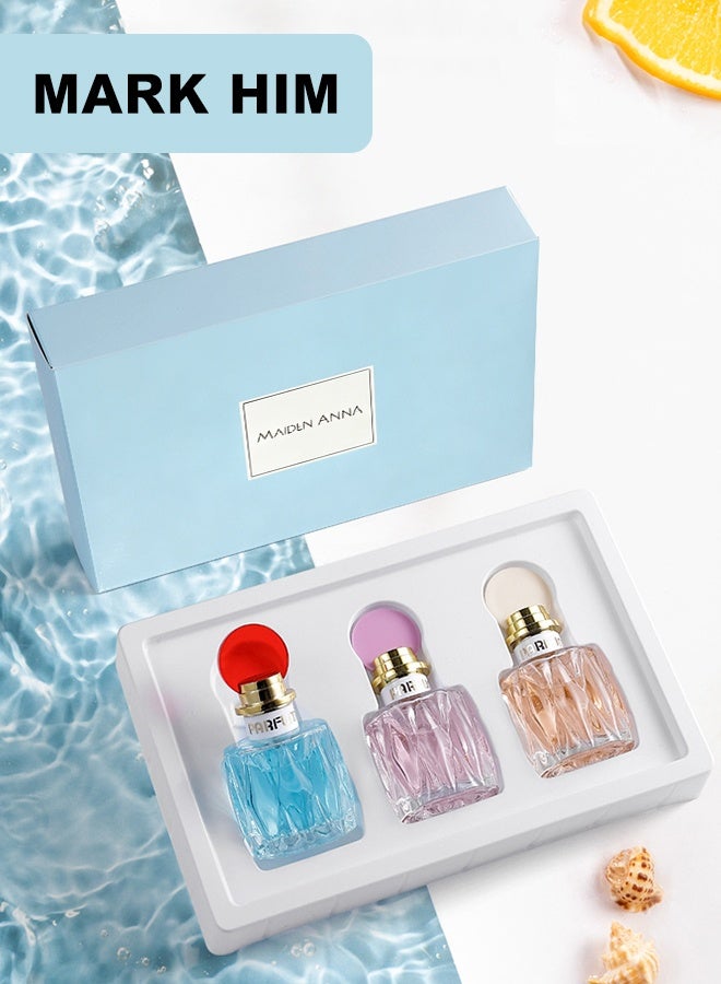 MARK HIM Women's Floral Perfume Gift Set, 3x30ml Mini Eau de Parfum for Women, Lily Valley Jasmine Rose Peach Fruity Fresh Fragrance Collection, Travel-Size Perfume Trio for Gifting, Daily Wear & Occasions - Image 1