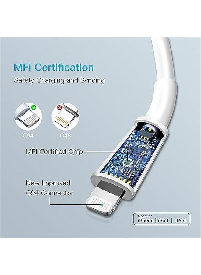 USB C to Lightning Cable 【MFi Certified】 3Pack 6FT iPhone Fast Charger Cable Power Delivery Type C Charging Cord Compatible with iPhone 14 13 13 Pro Max 12 12 Pro Max 11 XS XR X 8 iPad,White