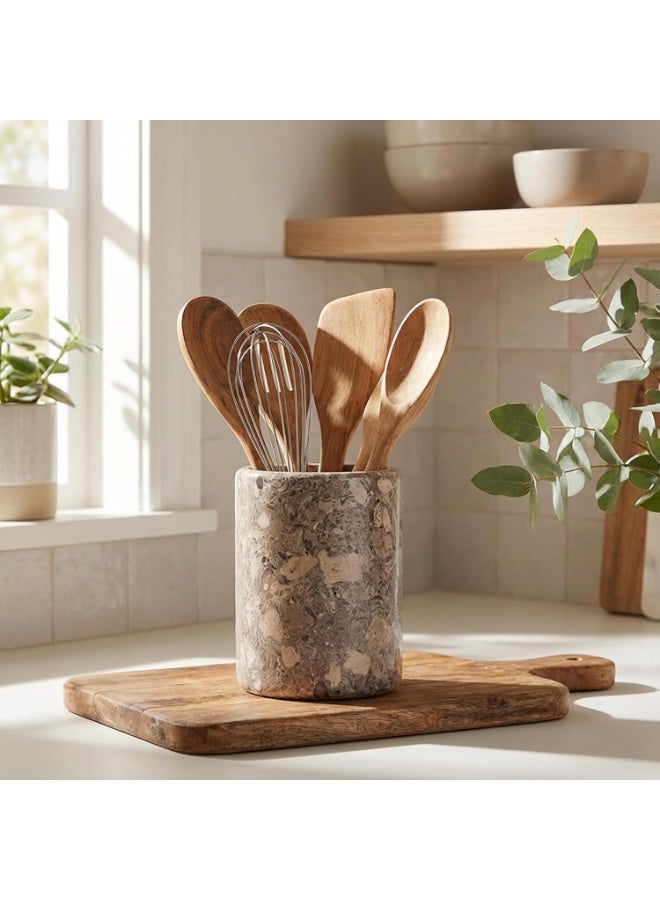 RADICALn Handmade Oceanic Marble Utensil Holder 6.5 Inch Kitchen Counter Utensil Crock Spoon Spatula Holder Cooking Utensil Organizer Home Kitchen Gift - Image 2