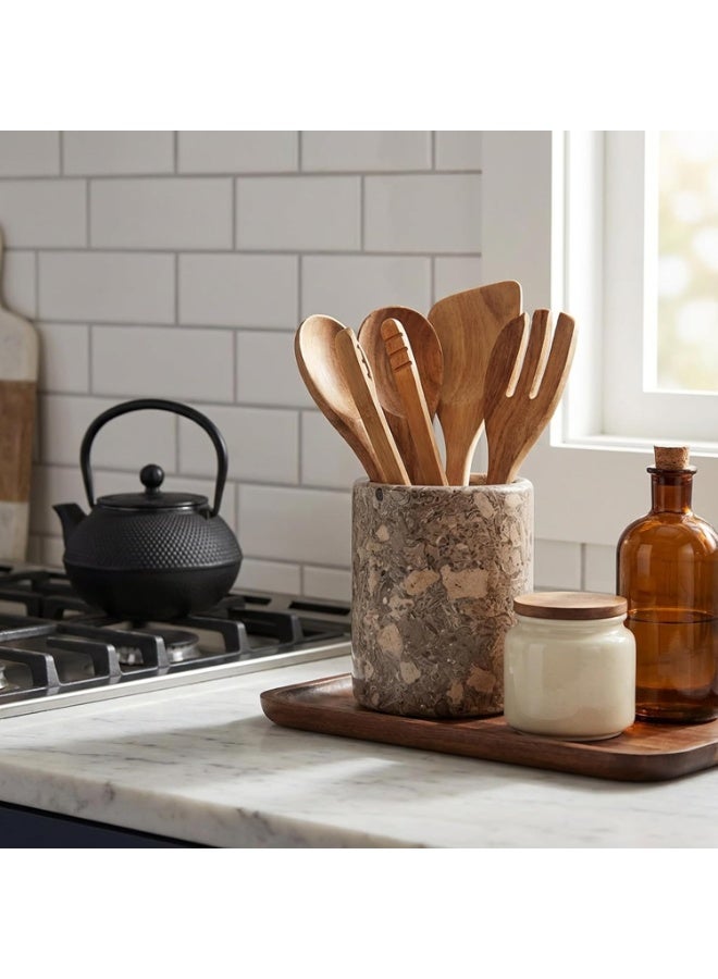 RADICALn Handmade Oceanic Marble Utensil Holder 6.5 Inch Kitchen Counter Utensil Crock Spoon Spatula Holder Cooking Utensil Organizer Home Kitchen Gift - Image 4