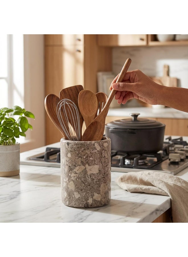 RADICALn Handmade Oceanic Marble Utensil Holder 6.5 Inch Kitchen Counter Utensil Crock Spoon Spatula Holder Cooking Utensil Organizer Home Kitchen Gift - Image 5