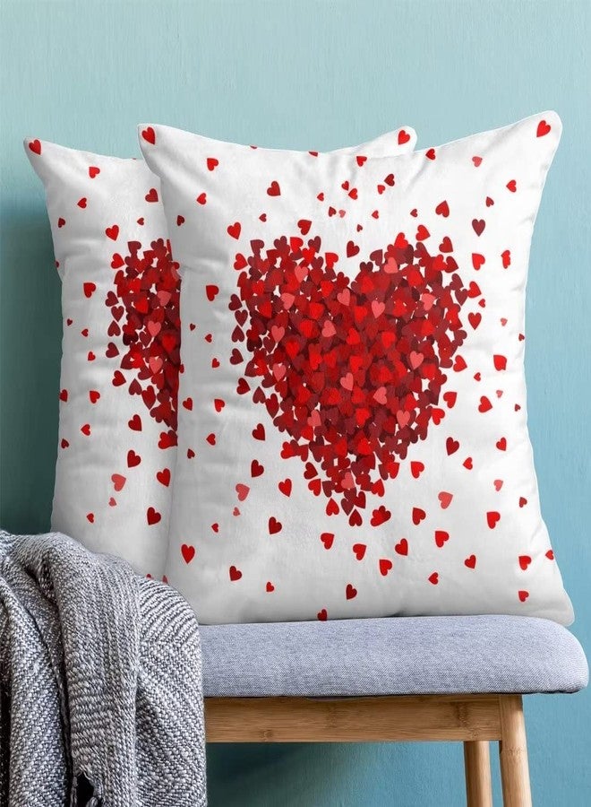 AEIOAE Happy Valentine's Day Pillow Covers 20x20 Inch Set of 2, Red Heart Love Decorative Throw Pillows Farmhouse Cotton Valentines Day Cushion Case Love Gifts for Sofa Couch - Image 2