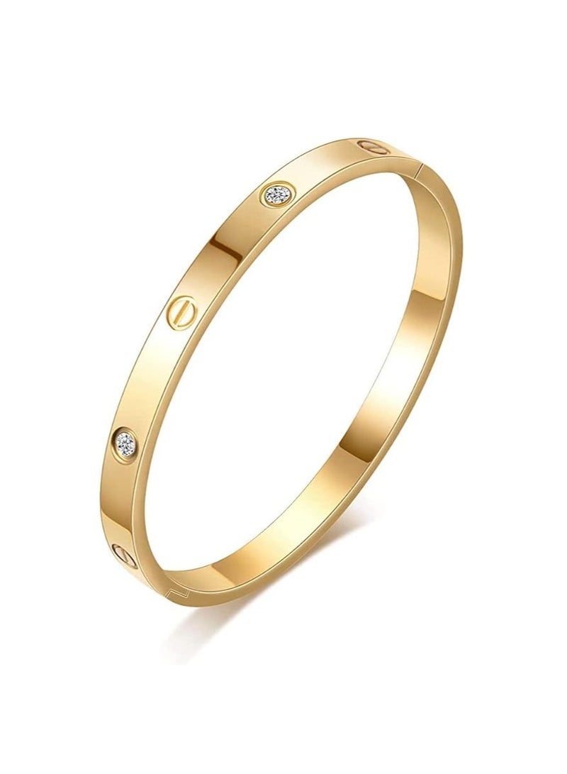 Rwnq Love Bracelet with Cubic Zirconia. Stainless steel, made of cubic zirconia, filled with gold and silver, for teenage girls - Women's Accessory  - Image 3