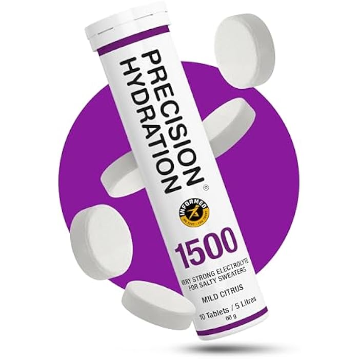 Precision Hydration Lite Electrolyte Drink - Multi Strength Effervescent Hydration Tablets - Combats Cramp - Low Calorie, Gluten Free, Vegan/Vegetarian Friendly, NSF (1 Tube, 1500mg/L - Purple Tube) - Image 1