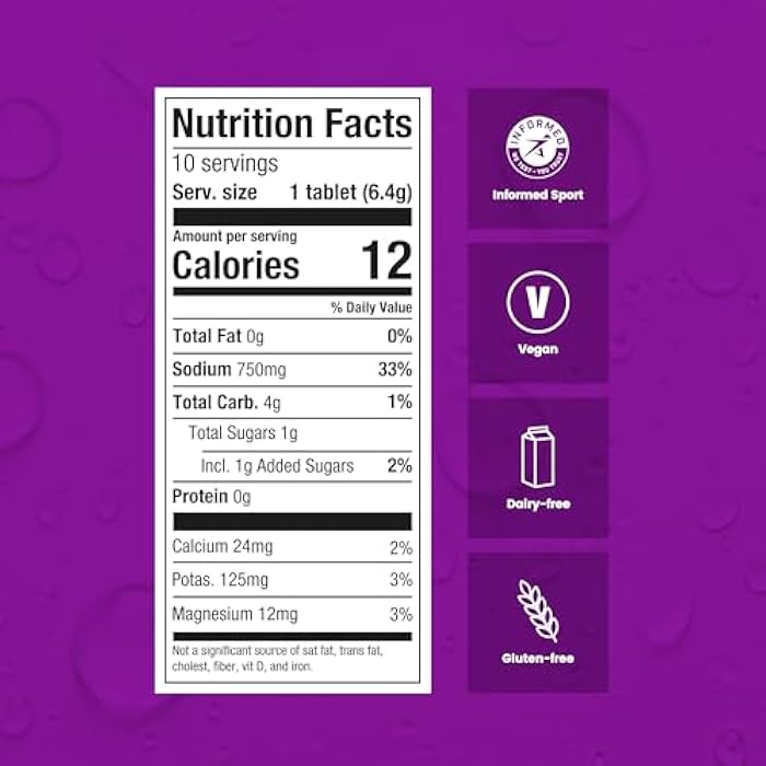 Precision Hydration Lite Electrolyte Drink - Multi Strength Effervescent Hydration Tablets - Combats Cramp - Low Calorie, Gluten Free, Vegan/Vegetarian Friendly, NSF (1 Tube, 1500mg/L - Purple Tube) - Image 5