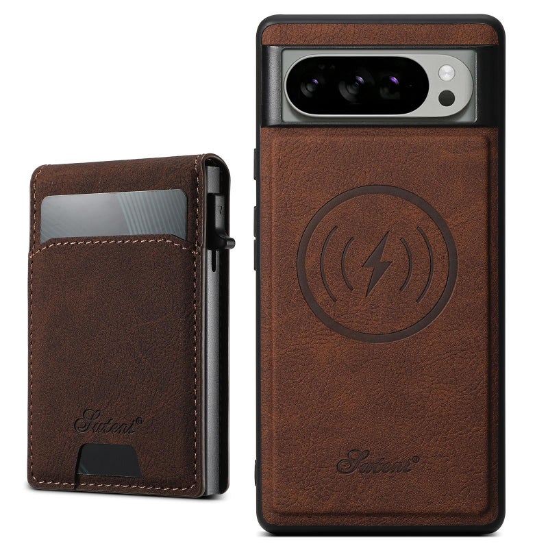 Suteni For Google Pixel 10 Pro Xl H19 Litchi Grain 2-In-1 Removable Card Box Back Phone Case(Brown) - Image 1