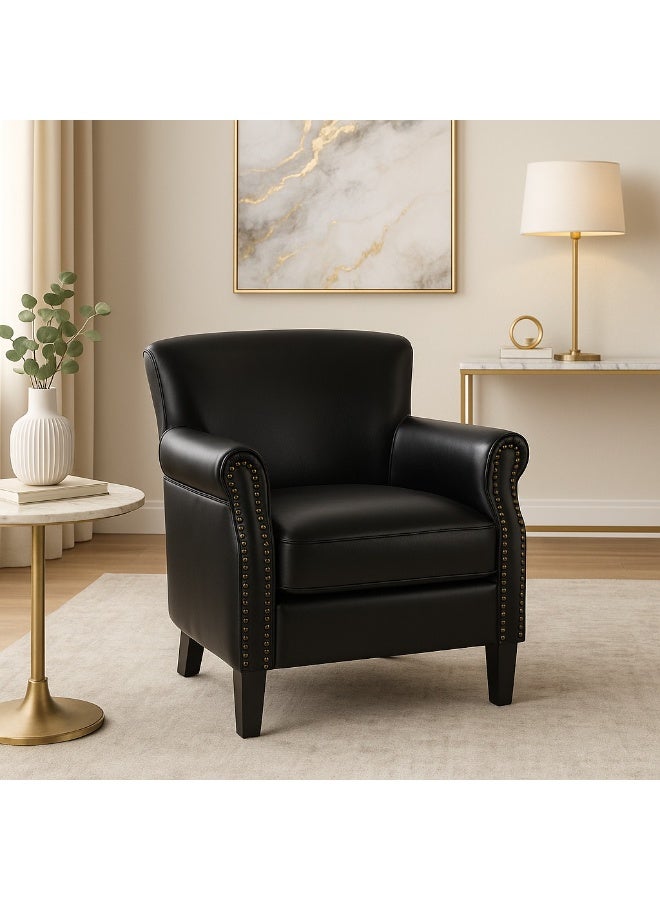 NZONE STORE A luxurious classic armchair with high-quality leather and wrapped armrests – a sophisticated touch for the living room - Image 1