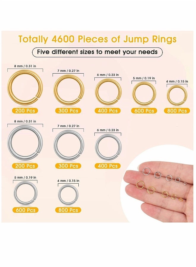 Jump Rings for Jewelry Making 4600Pcs Silver and Gold Jump Rings with Jump Rings Open Close Tools for Jewelry Making and Necklace Repair (Assorted Sizes) - Image 3