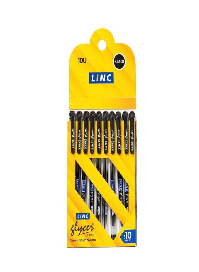 Linc 0.6 mm Glycer Smooth Ball Pen | Black Ink | Set of 10 - Image 1