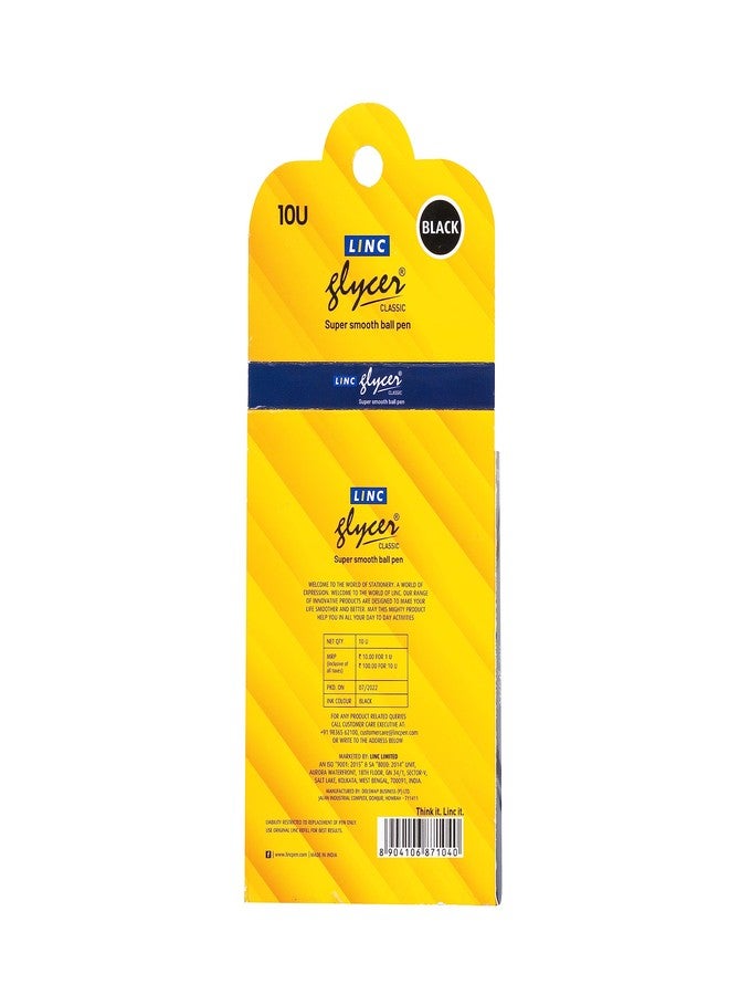 Linc 0.6 mm Glycer Smooth Ball Pen | Black Ink | Set of 10 - Image 2