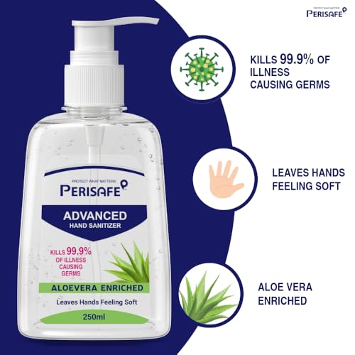 PERISAFE Advanced Hand Sanitizer Gel 250 ml | Aloe Vera Enriched | Kills 99.9% of Illness Causing Germs | Leaves Hands Feeling Soft - Image 2