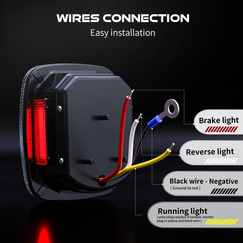 LX-LIGHT مصابيح خلفية LED على شكل X دخانية LX-LIGHT DOT مع ضوء فرامل وإشارة انعطاف ومصابيح خلفية ومصابيح لوحة ترخيص متوافقة مع EMC لجيب رانجلر CJ YJ TJ (LXTJBTL001) - Image 5