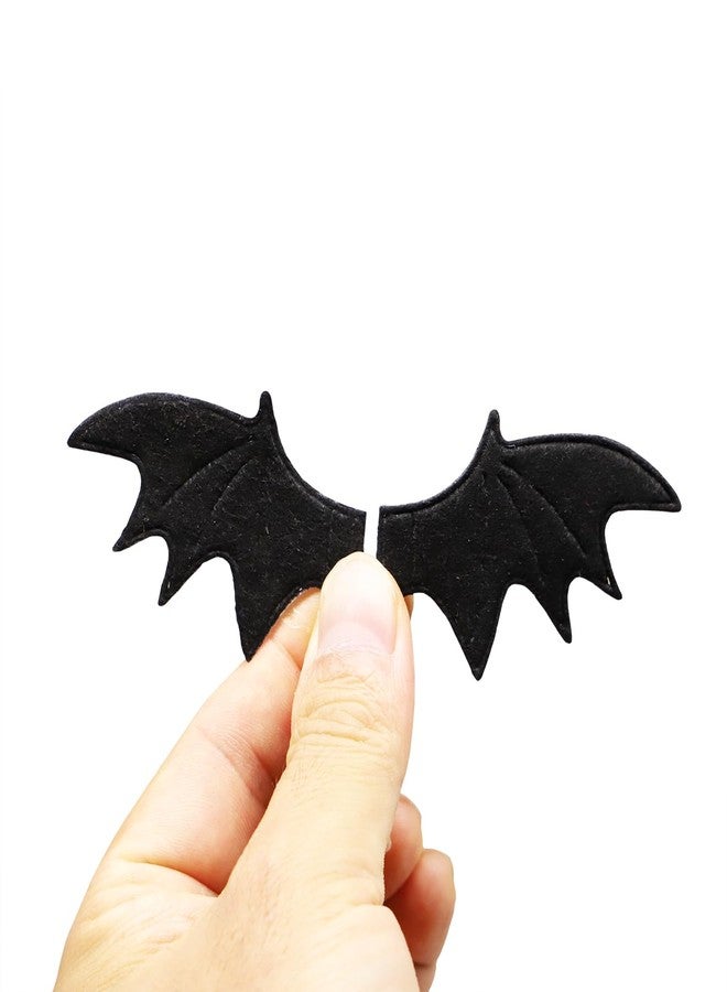 RillyRellow Miniature Bat Wings, Black Bat Wing, Halloween Fabric Bat Wings, Mini Wings, Dollhouse Crafts Decoration, 10 Pairs - Image 1
