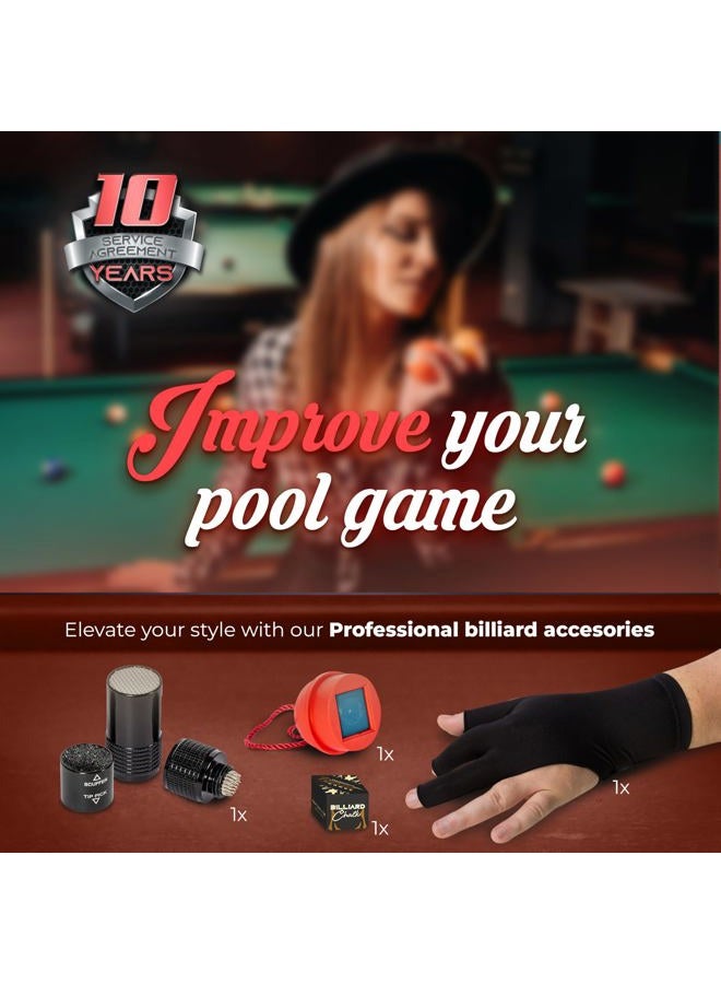 IgnatGames 2-Pieces Pool Cue Stick - 58" Canadian Maple Professional Billiard Pool Cues Sticks with Low Deflection Shaft + Hard Case, 3 in 1 Pool Stick Tip Tool, 3 Finger Glove and Chalk Holder - Image 3