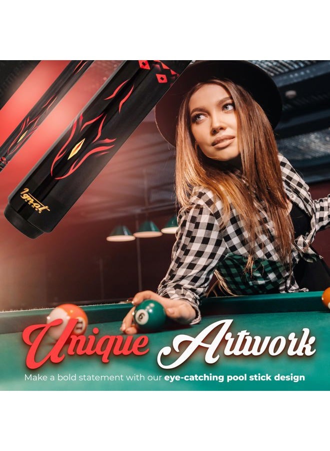 IgnatGames 2-Pieces Pool Cue Stick - 58" Canadian Maple Professional Billiard Pool Cues Sticks with Low Deflection Shaft + Hard Case, 3 in 1 Pool Stick Tip Tool, 3 Finger Glove and Chalk Holder - Image 2