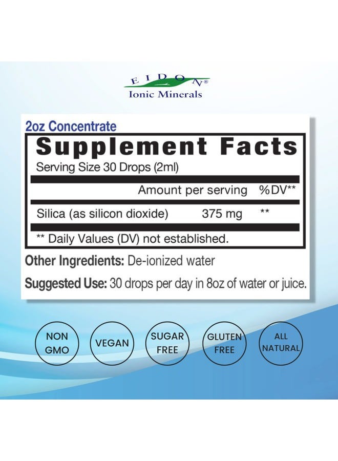 Eidon Ionic Minerals Liquid Silica Mineral Concentrate - Silica Supplement for Hair, Skin and Nails, Silica Drops to Support Collagen Production, Joint and Bone Health, Helps Manage Calcium - 2 oz - Image 2
