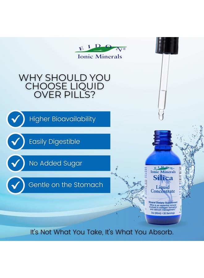 Eidon Ionic Minerals Liquid Silica Mineral Concentrate - Silica Supplement for Hair, Skin and Nails, Silica Drops to Support Collagen Production, Joint and Bone Health, Helps Manage Calcium - 2 oz - Image 3