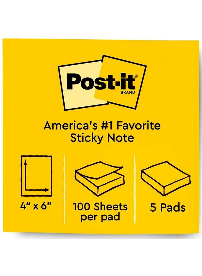 Post-it Dispenser Popup Notes 4X6 In 5 Pads Canary Yellow Clean Removal Recyclable - Image 2