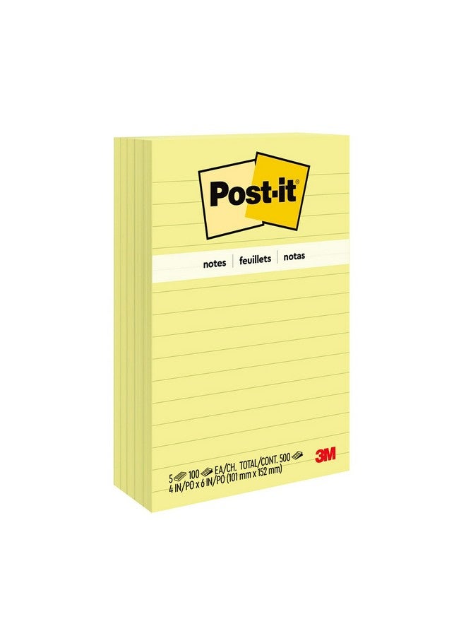 Post-it Dispenser Popup Notes 4X6 In 5 Pads Canary Yellow Clean Removal Recyclable - Image 1