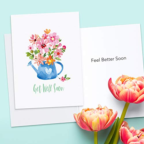 Sweetzer & Orange Bulk Get Well Cards With Envelopes, 24 Get Well Soon sheets Bundel. 300gsm Thick Greeting Cards and (120gsm) Envelopes, Feel Better Soon decor sheets - Image 2