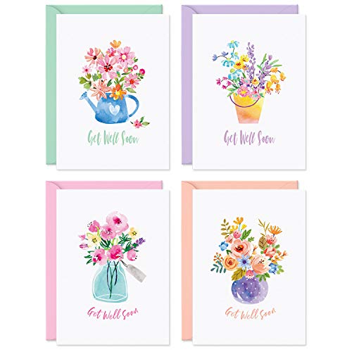 Sweetzer & Orange Bulk Get Well Cards With Envelopes, 24 Get Well Soon sheets Bundel. 300gsm Thick Greeting Cards and (120gsm) Envelopes, Feel Better Soon decor sheets - Image 1