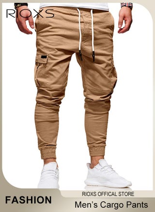 Cargo Pants for Men, Sports Casual Cargo Trousers, Baggy Fit Tapered Cargo Pants for Men, Drawstring Athletic Pants, Tactical Pantalones Cargo Sweatpants, Men's  Cargo Pants for Running Jogging Workout, Comfy Stretch Sweatpants with Multi Pocket- Khaki Sweatpants - pzsku/Z1CDA52B678736A2958A7Z/45/_/1728366453/b1e4b9d4-be68-4d6a-98a5-1d3692272ffd