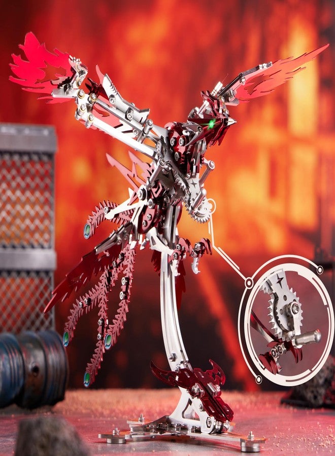 OreilleStar 3D Metal Ornithopter Puzzles for Adults Model Kits DIY Assembly Mechanical Phoenix Stainless Steel Animal Bird Toy Building Block Birthday Gifts for Men Women (Red Phoenix) - Image 2