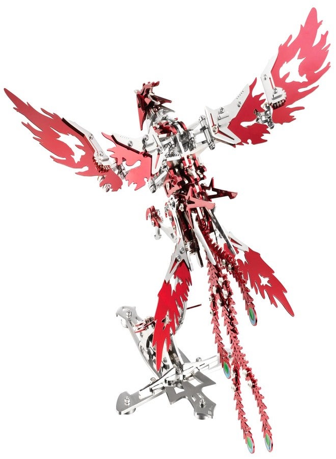 OreilleStar 3D Metal Ornithopter Puzzles for Adults Model Kits DIY Assembly Mechanical Phoenix Stainless Steel Animal Bird Toy Building Block Birthday Gifts for Men Women (Red Phoenix) - Image 1