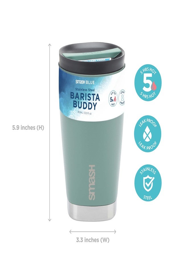 Smash Stainless Steel Twist & Lock Travel Coffee Mug 350ml/ 12 fl oz Sage - Image 2