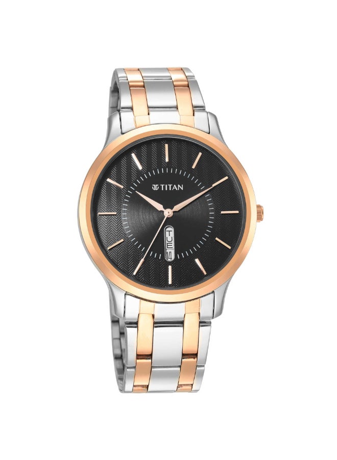 TITAN ساعة كاريشما للرجال انالوج بمينا سوداء - 1825KM02 - Image 2