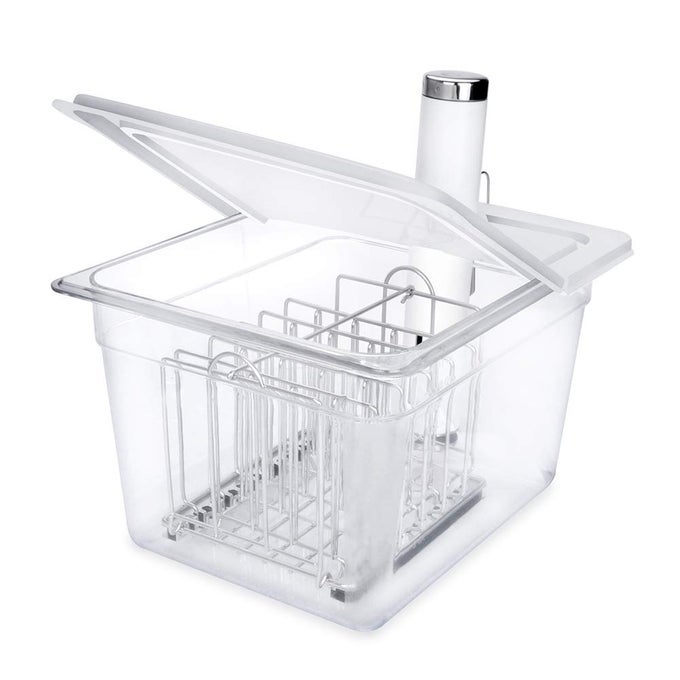 SOUS VIDE CONTAINER 12 QUART WITH HINGE LID AND SOUS VIDE RACK COMPATIBLE WITH BREVILLE JOULE