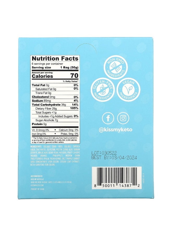 Kiss My Keto Kiss My Keto, Gummy Candy, Tropical Rings, Mango Orange Pineapple, 6 Bags, 1.76 oz (50 g ) Each  - Image 2