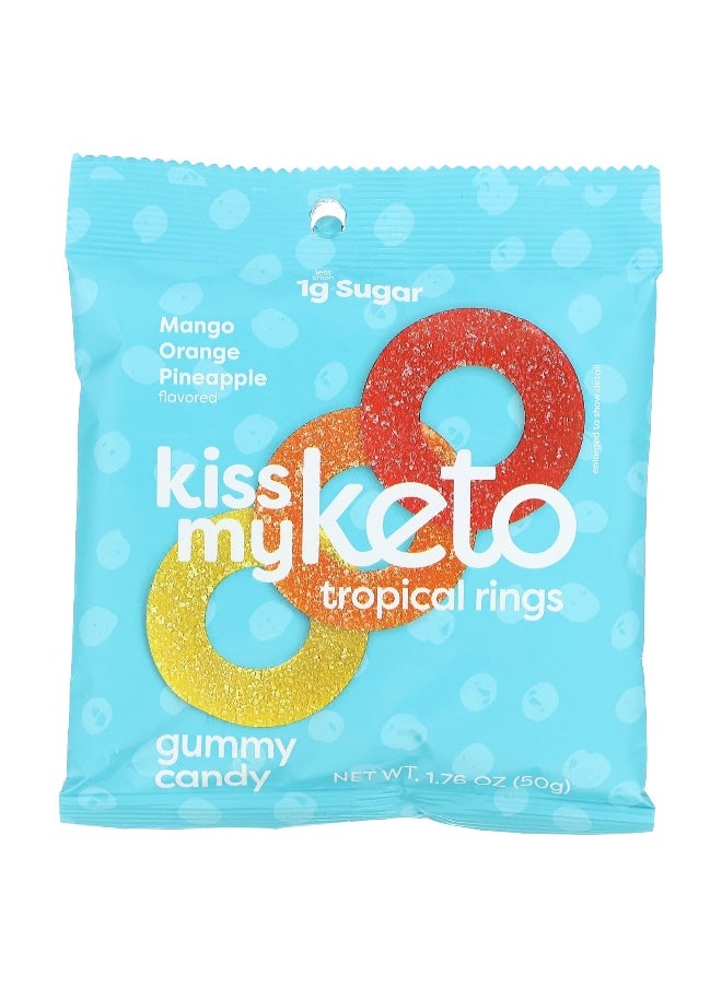 Kiss My Keto Kiss My Keto, Gummy Candy, Tropical Rings, Mango Orange Pineapple, 6 Bags, 1.76 oz (50 g ) Each  - Image 3