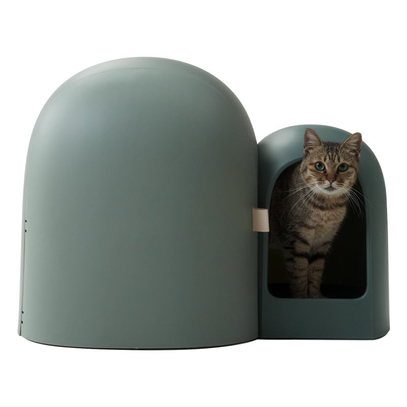 MS!MAKE SURE Cat Litter Box, Large Covered Hidden Dog Proof Closed Modern Cat Litter Box Furniture with Scoop, for Odor Control and Less Tracking, Easy to Clean,26.7"x19.6"19.6", Moss Green - Image 1