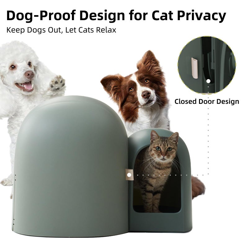 MS!MAKE SURE Cat Litter Box, Large Covered Hidden Dog Proof Closed Modern Cat Litter Box Furniture with Scoop, for Odor Control and Less Tracking, Easy to Clean,26.7"x19.6"19.6", Moss Green - Image 3